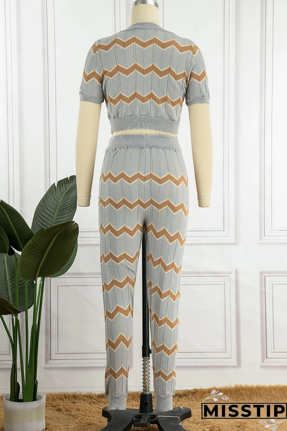 Pink Casual Patchwork O Neck Short Sleeve Two Pieces