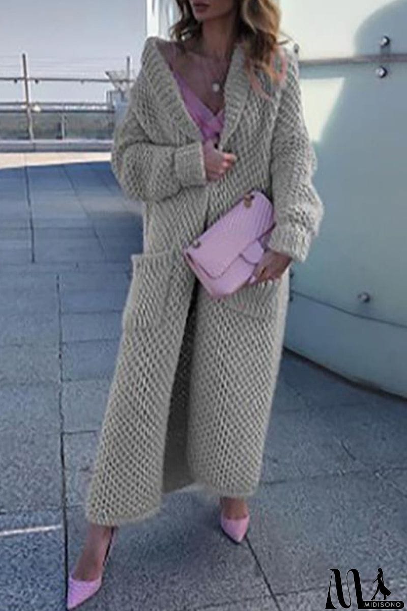 MidiSono - Elegant Solid Solid Color Cardigan Collar Tops