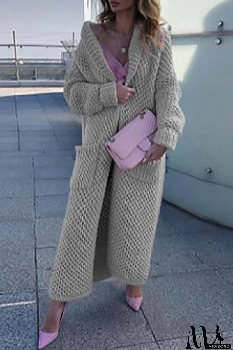 MidiSono - Elegant Solid Solid Color Cardigan Collar Tops