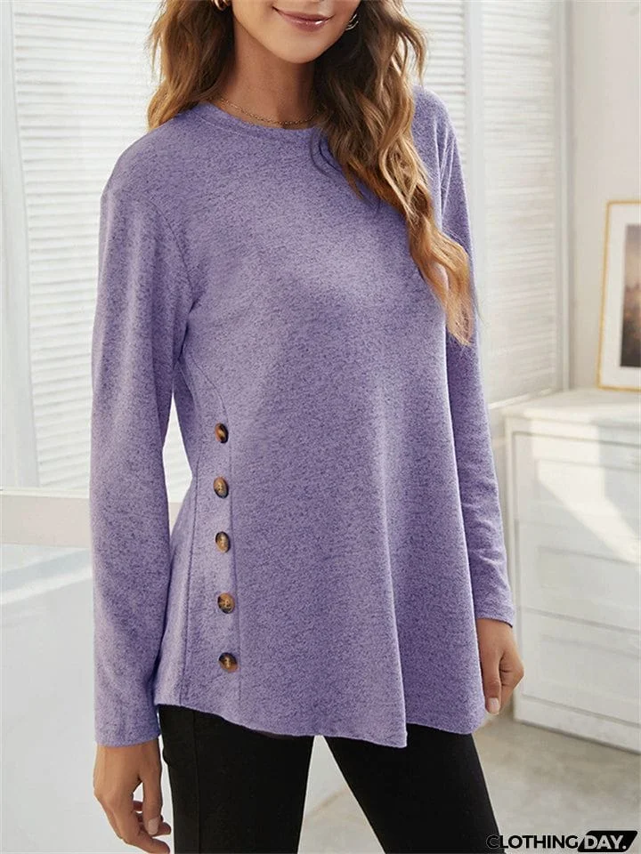 Women's Simple Casual Round Neck Long Sleeve T-shirts