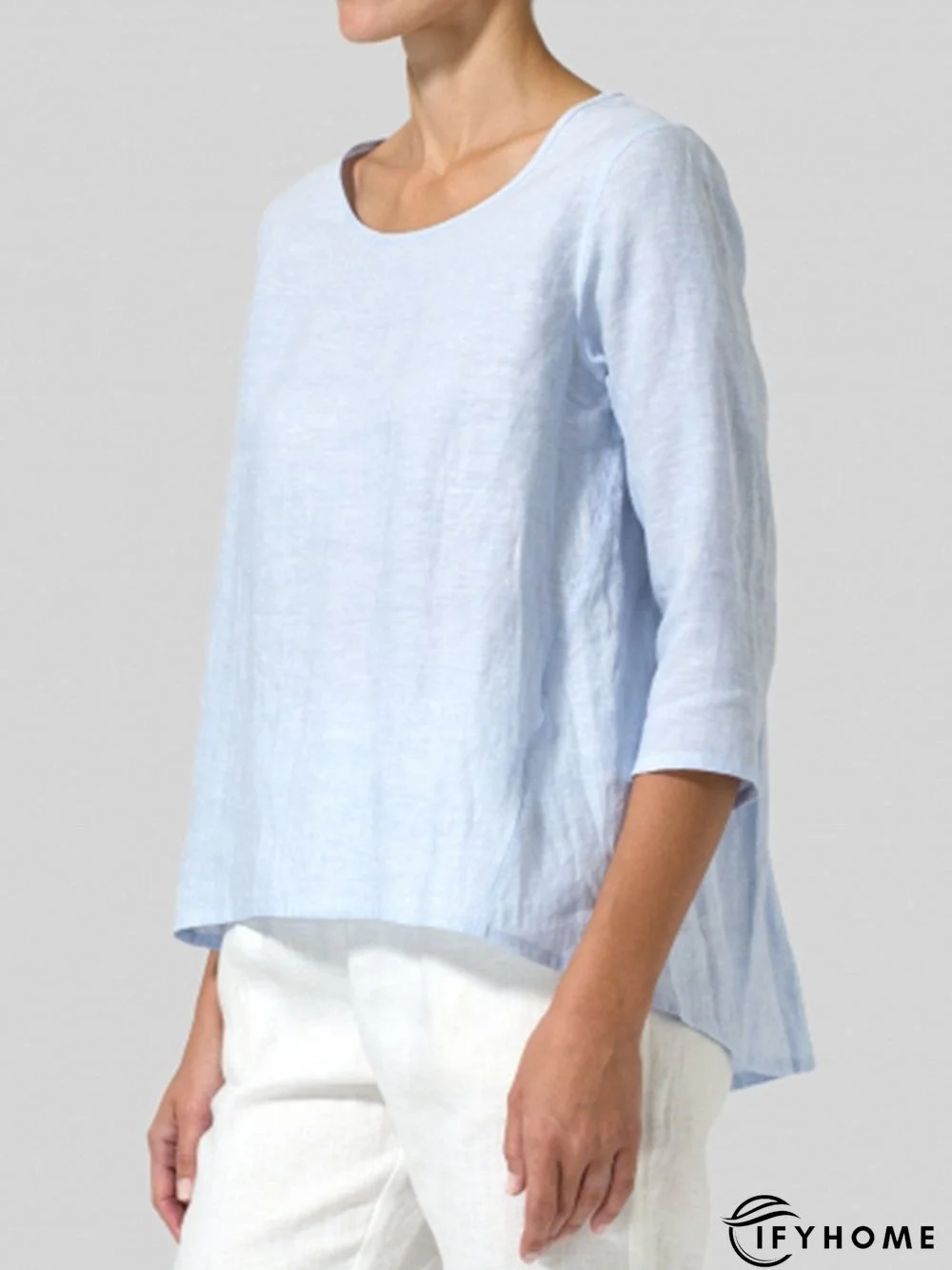 Women Casual 3/4 Sleeve Loose Top Blouse Shirt | IFYHOME