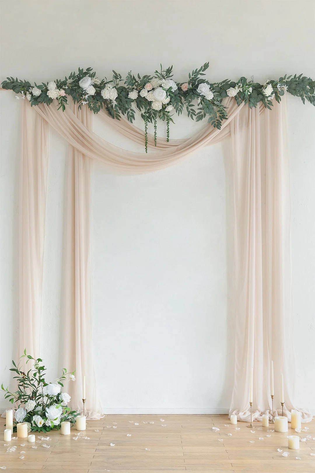 2 Panels Sheer Wedding Arch Draping 30" w x 32ft - 12 Colors