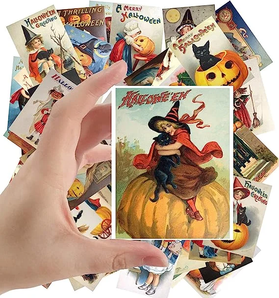 🎃🎁Vintage Halloween Postcard ( 24 pcs ) - tree - Codlins