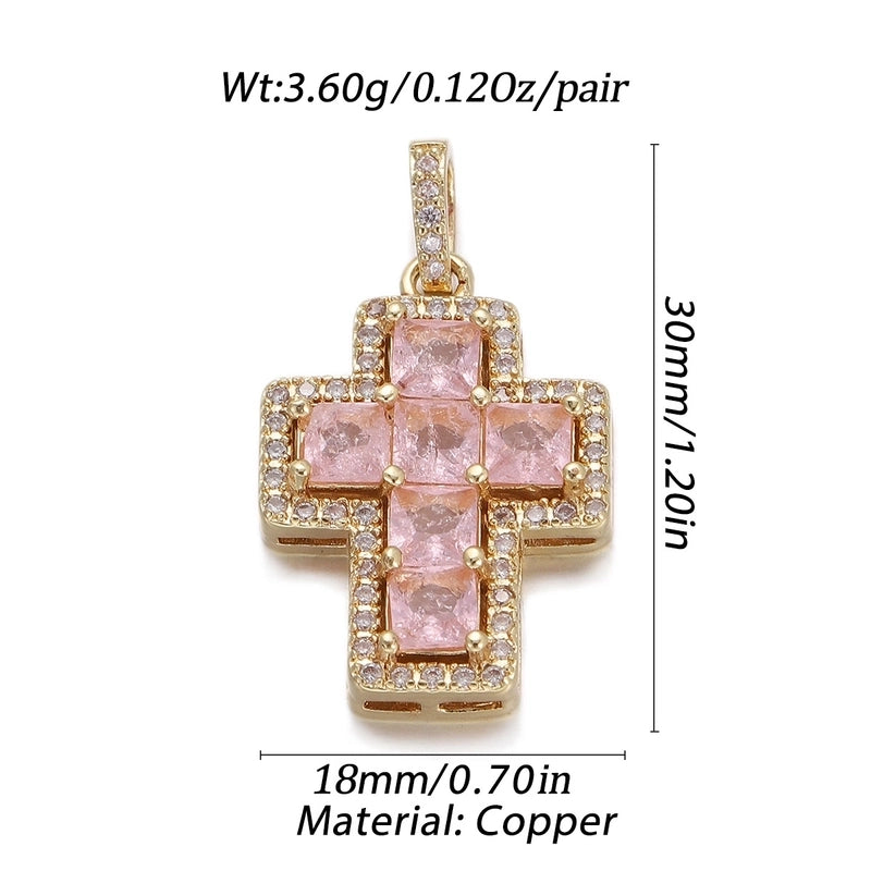 1 Piece Copper Zircon Cross Pendant