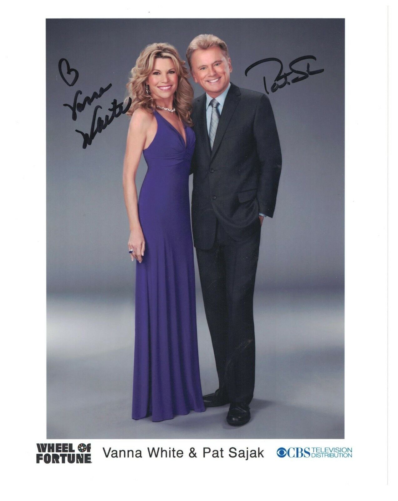 Vanna White & Pat Sajak Signed Autographed 8x10 Photo Poster painting Wheel Of Fortune Host A