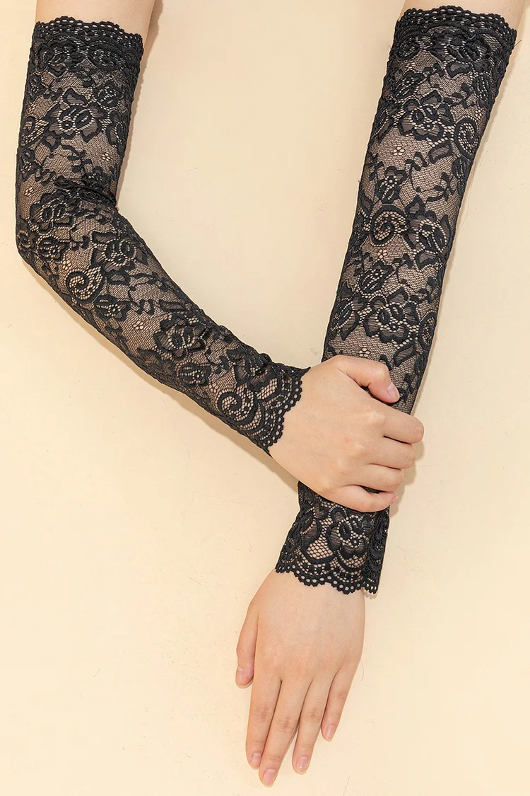 Black Lace Long Sunscreen Gloves