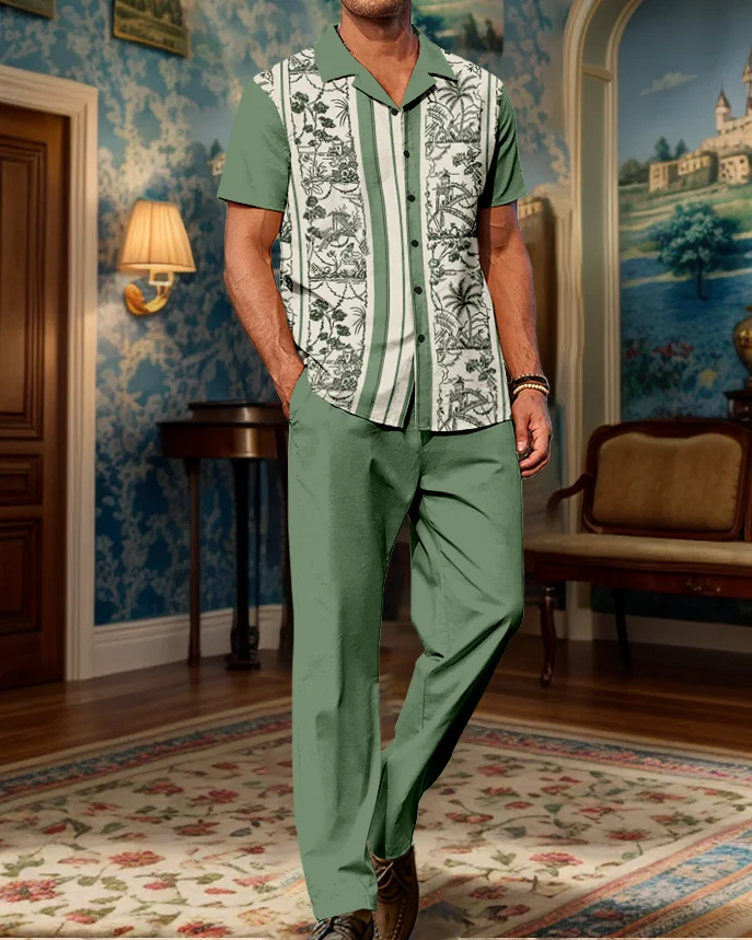 Suitmens Men's Elegant Resort Stripes Walking Suit