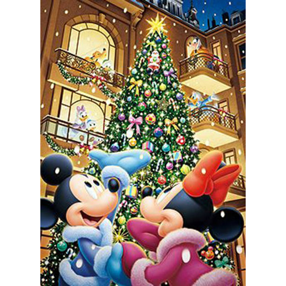 Cartoon Mouse And Christmas Tree 30*40cm(canvas) full round drill diamond painting