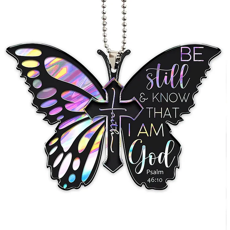 Purple Black Butterfly Jesus Cross Pendant-BSTC1037