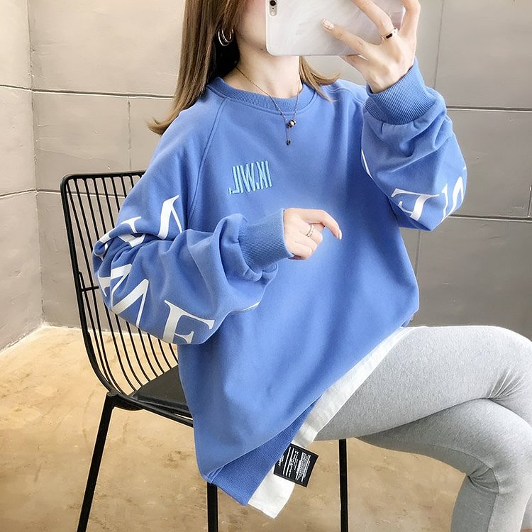 Paneled Shift Casual Long Sleeve Sweatshirt QueenFunky