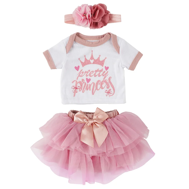 for 17"-20" Reborn Girl Baby Tulle Skirt Accessories 3-Pieces Set