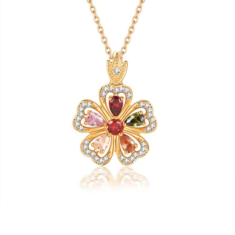 S925 Whenever Life Plants You Bloom with Grace Crystal Flower Necklace