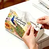 DIY Diamond Art Tissue Box Holder Peacock PU Leather Diamond Art Desktop Organizer Resin Rhinestone Storage Organizers Gem Art Home Office Decor Craft Gift