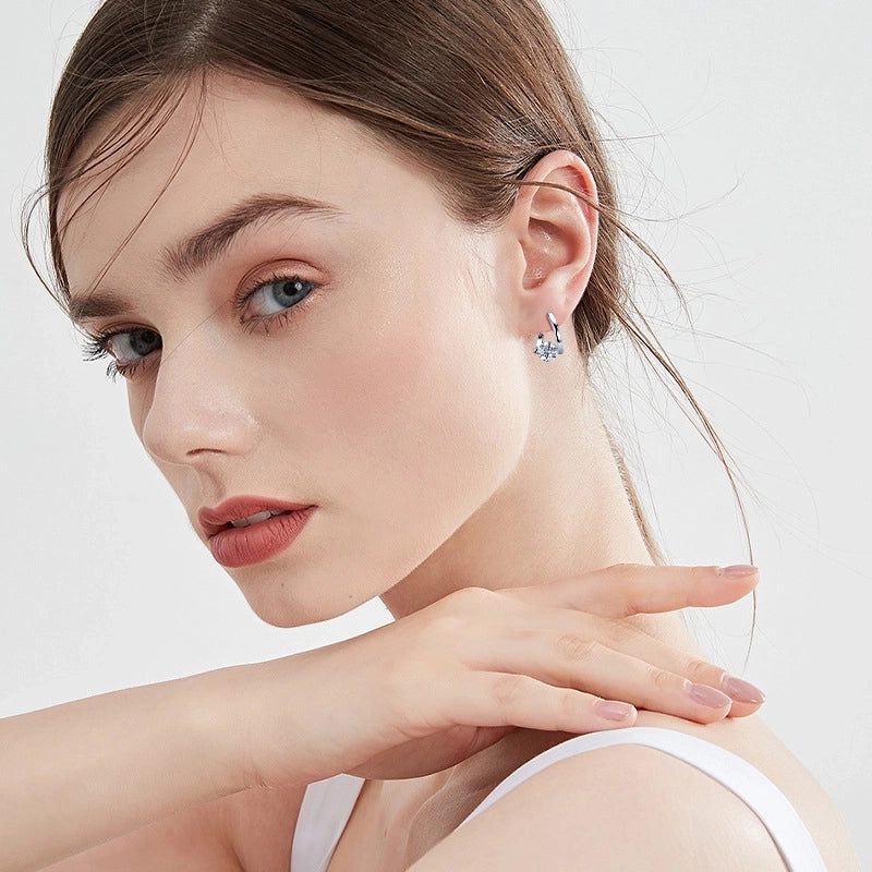 1 Pair 925 Sterling Silver Moissanite GRA Certificate Geometric Earrings