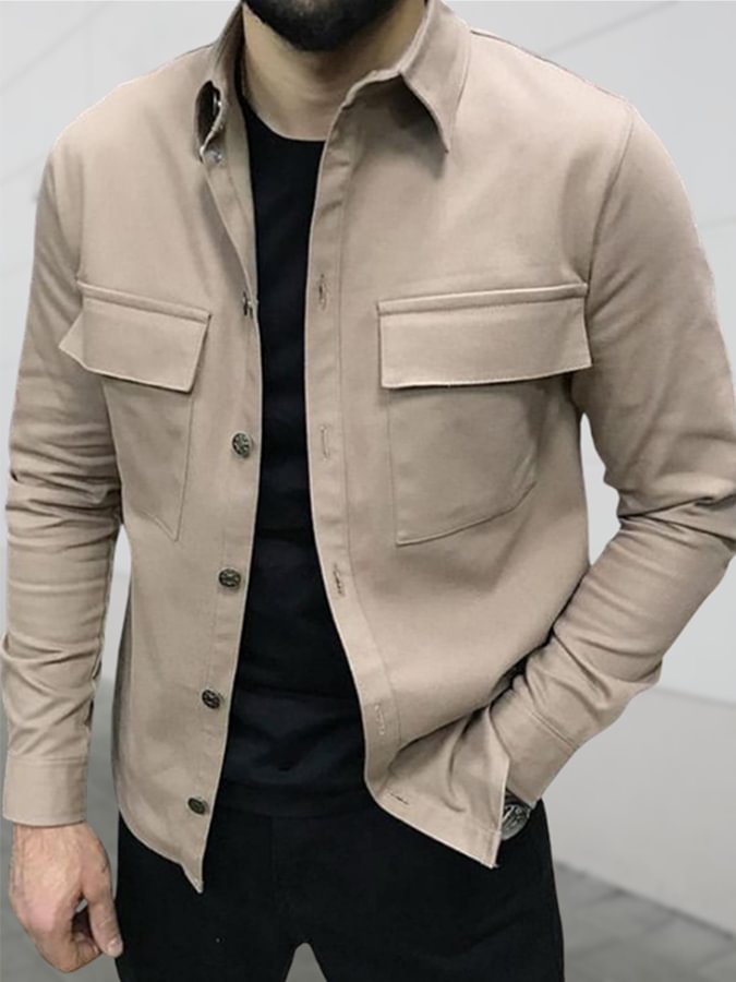 Men's Pockets Casual Button Up Jacket