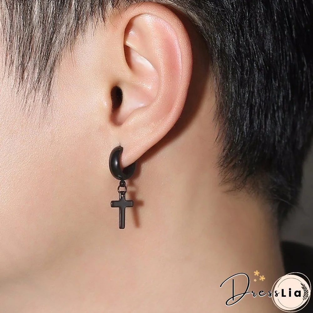 New Rock Stainless Steel Cross Earrings Anti-allergy Punk Jewelry Gift Unisex Fashion Personality Earrings