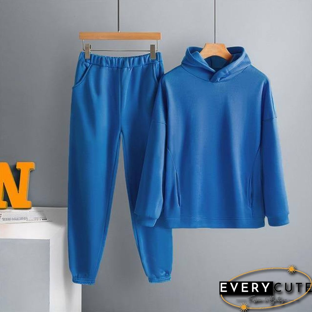 Two Piece Set Casual Fleece Tracksuit Women Winter Women's Sets Oversized Hooded Long Sleeve Hoodie Sport Pants Lady Suit