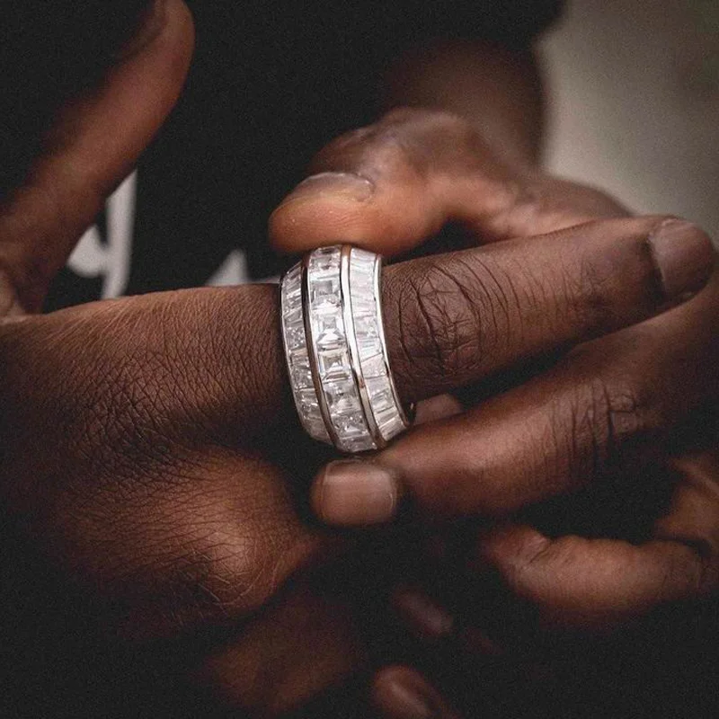 3 Layer Baguette Zircon Rings Iced Out-VESSFUL