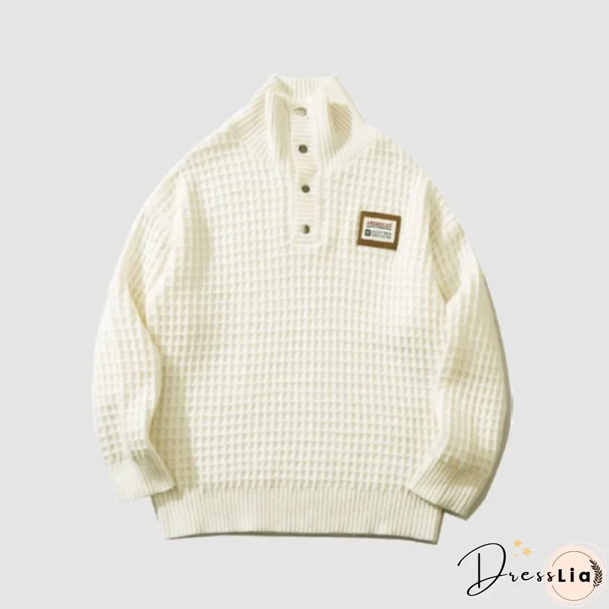 Label Textured Turtleneck Sweater