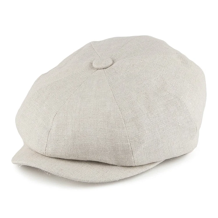 Tienda Hats Alfie Irish Linen Newsboy Cap - White