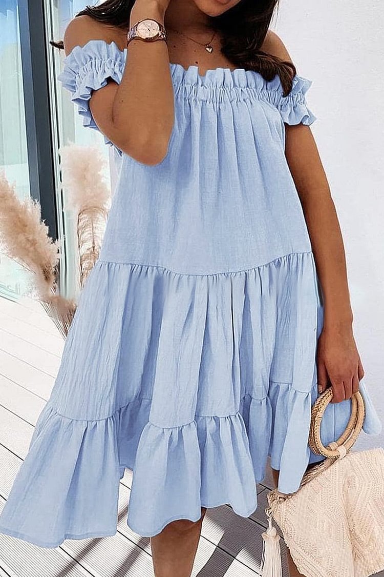 Fashion Solid Off The Shoulder Princess Dresses - Life is Beautiful for You - SheChoic