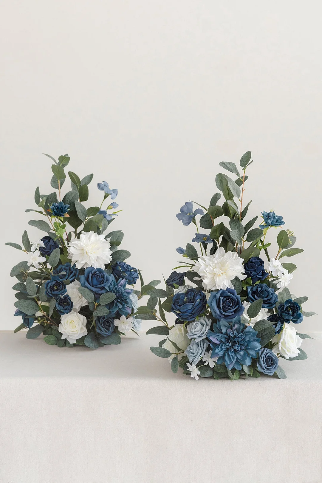 Free-Standing Flower Arrangements in Dusty Blue & Navy