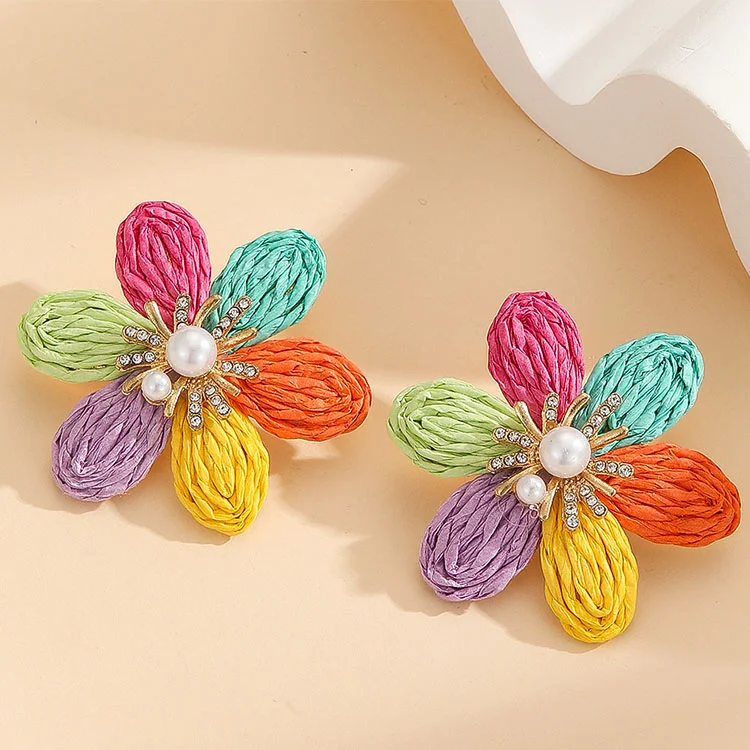  Diamond 3D Flower Earrings