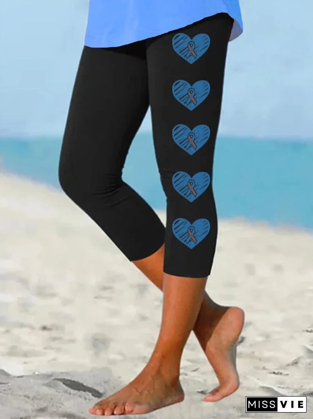 Women's Diabetic Blue Ribbon Casual Leggings