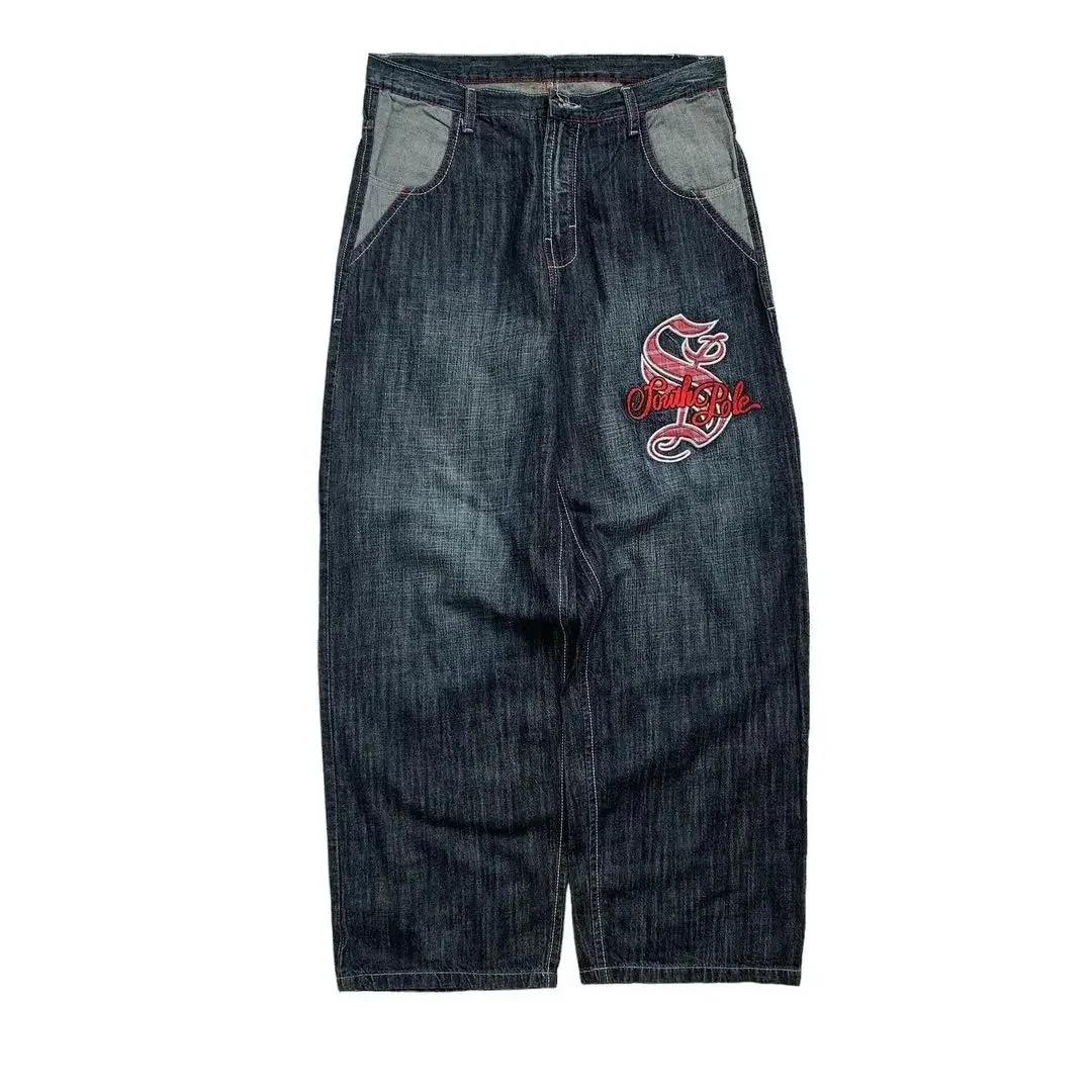 Aonga Y2K American high street washed black straight jeans spring new style simple daily casual versatile wide-leg floor mopping pants aonga
