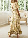 Empire Floral Printed Short Sleeves Maxi Dress