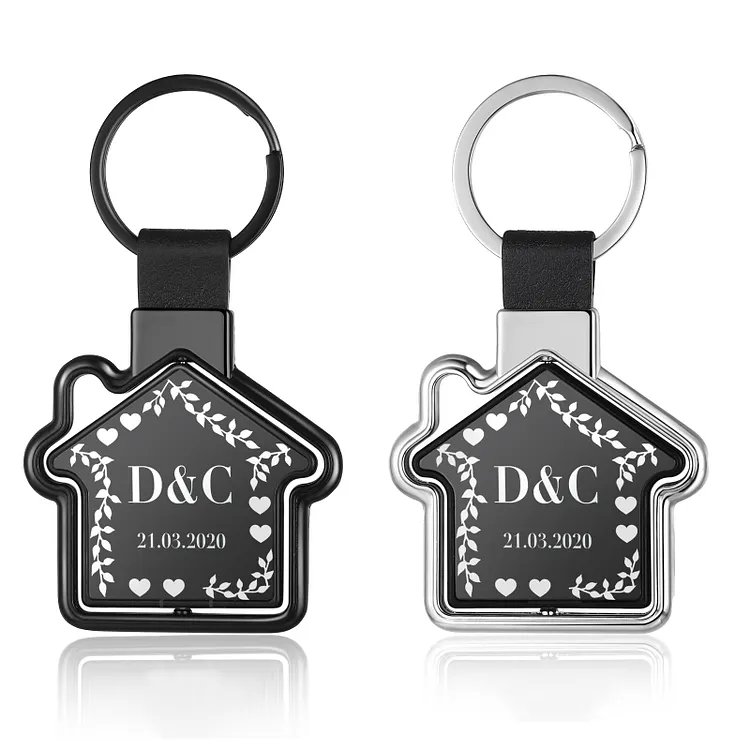 Porte-clés Maison Sweet Home 2025 - Lot De 2 Avec Enveloppe Kraft Et Carte - Cadeau Personnalisé Pendaison De Crémaillère Argenté