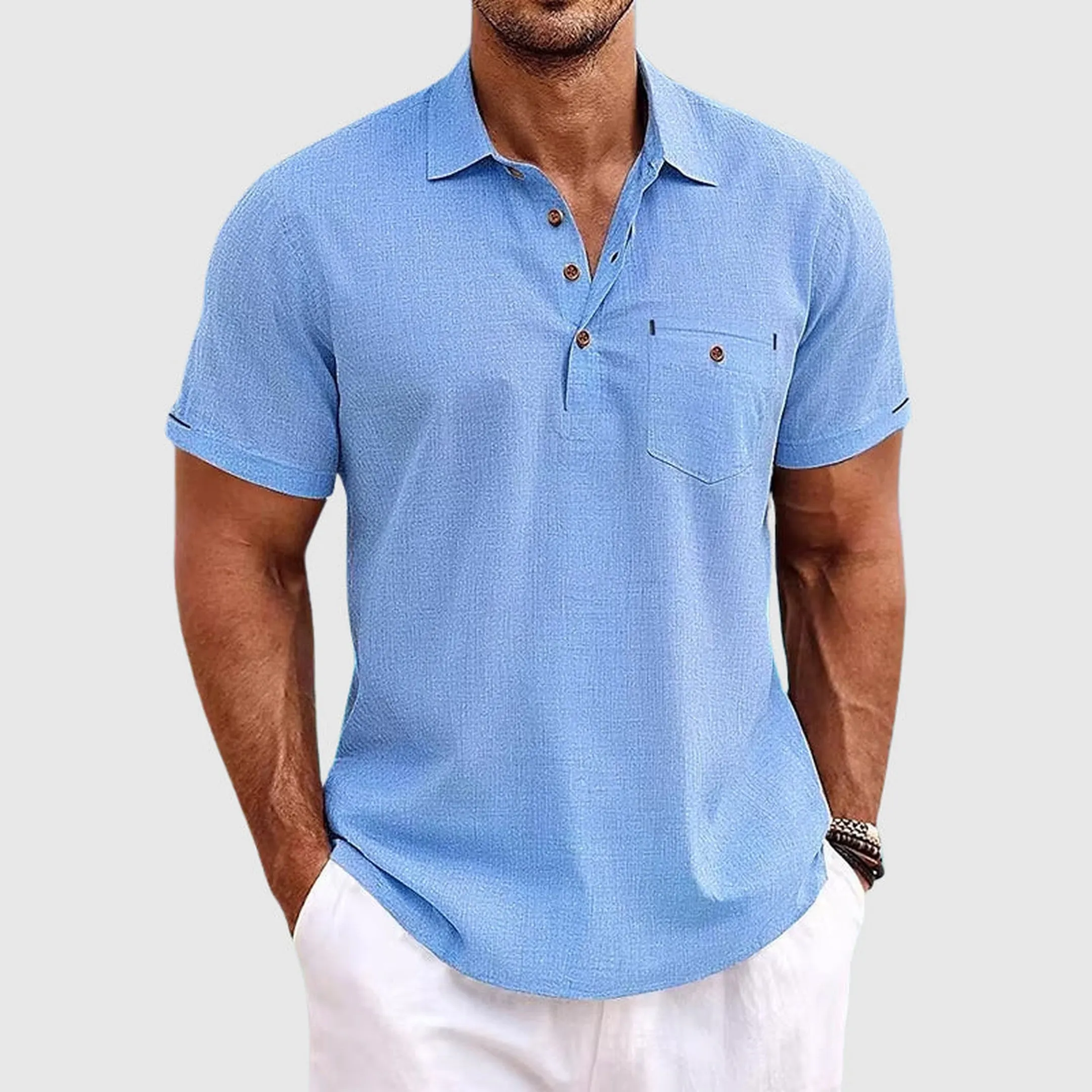 Men's Linen Polo Shirt &ndash; Breathable Relaxed Summer Fit