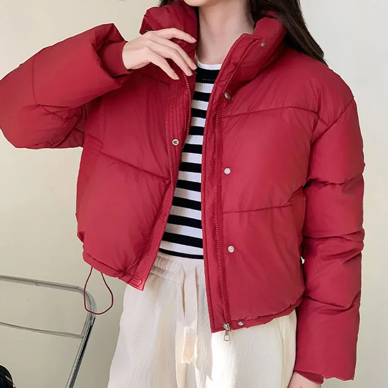 Short Down Cotton Jacket Women 2025 Winter New Stand Collar Warm Parkas Woman Lightweight Thicken Bread Cotton Coat