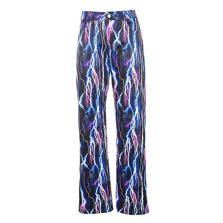 Thunder Pattern Printed Pants