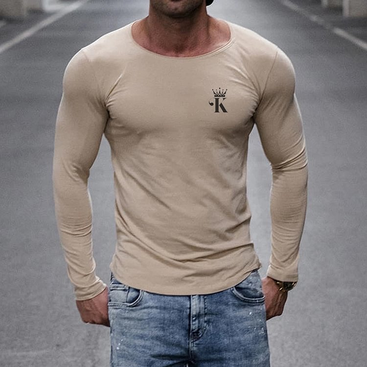 King Solid Color Slim Long-sleeved T-shirt