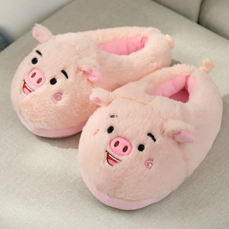 Winter Women Warm Indoor Slippers Ladies Fashion Cute Pink Pig Women's Soft Short Furry Plush Woman Comfort Casual Female Shoes