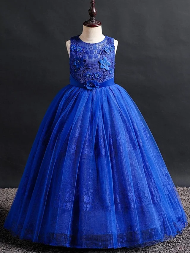 Daisda Sleeveless Jewel Neck Ball Gown Floor Length Flower Girl Dress ...