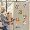 (US Local)6Pcs Acrylic Flower Dog Diamond Painting Refrigerator Magnet Craft Kit