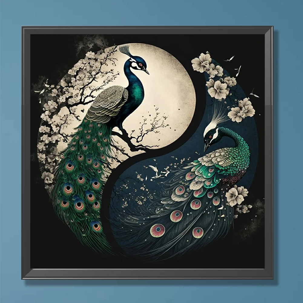 DIY Paint By Number 40*40cm - Yin Yang Peacock