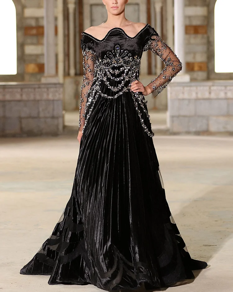 Crystal Pleated Gown