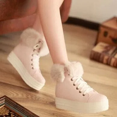 White/Pink/Beige Pastel Winter Fleece Boots SP1710986