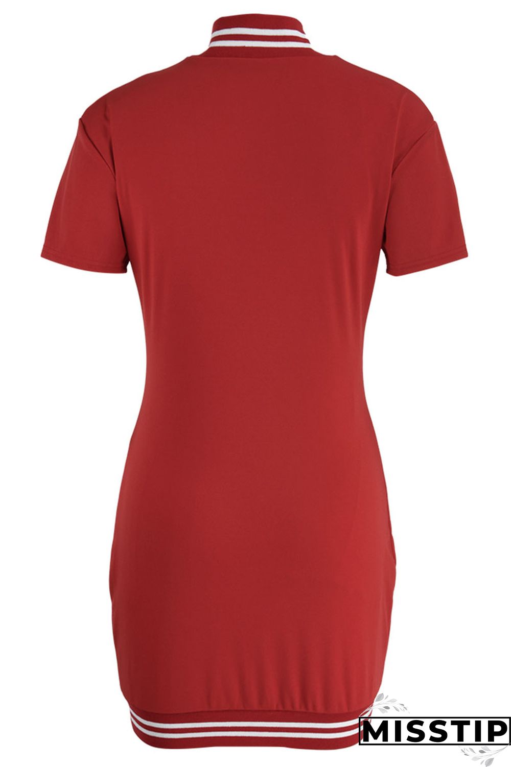 Red Casual Solid Patchwork Pocket Buckle Dresses