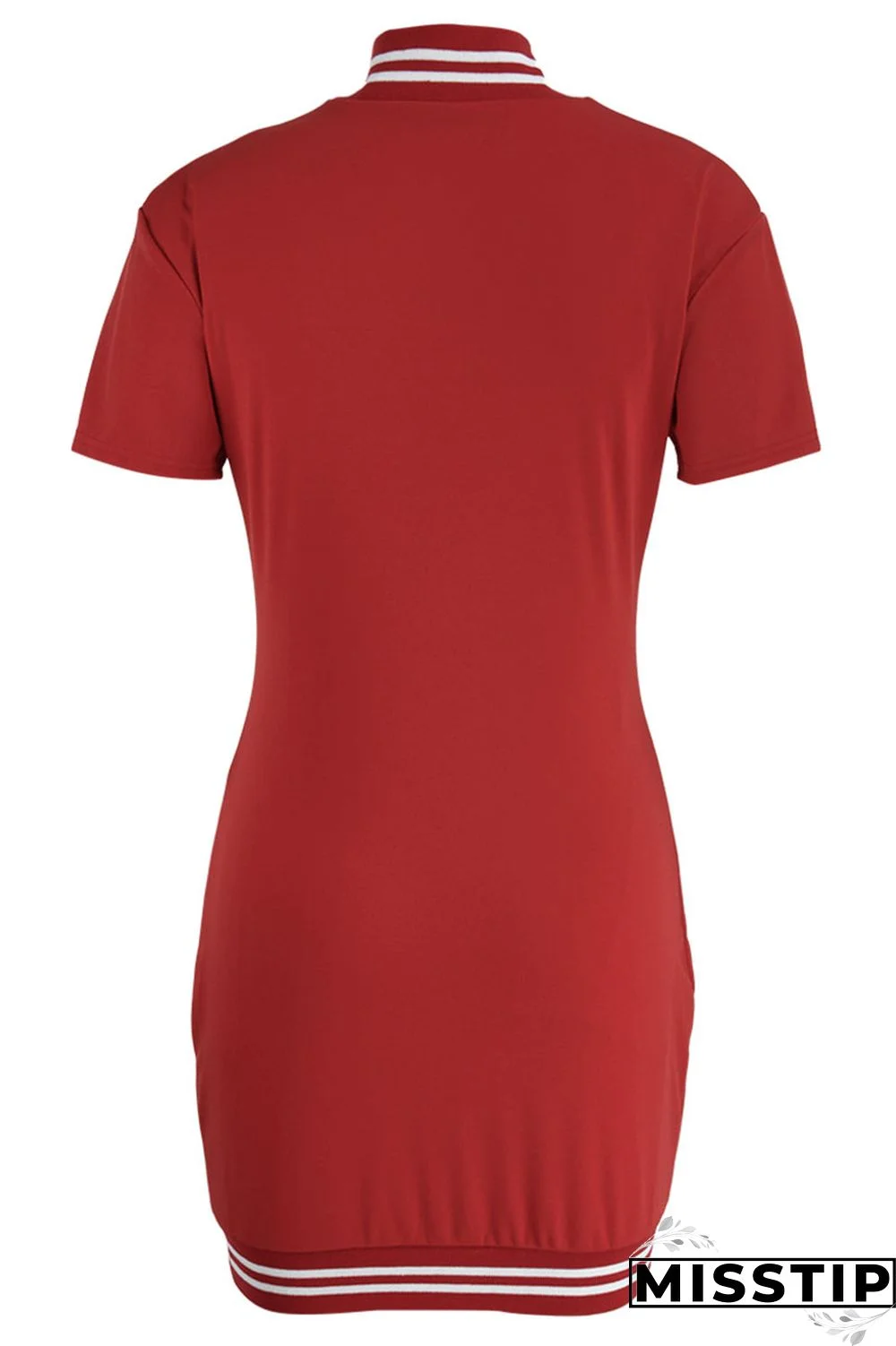 Red Casual Solid Patchwork Pocket Buckle Dresses