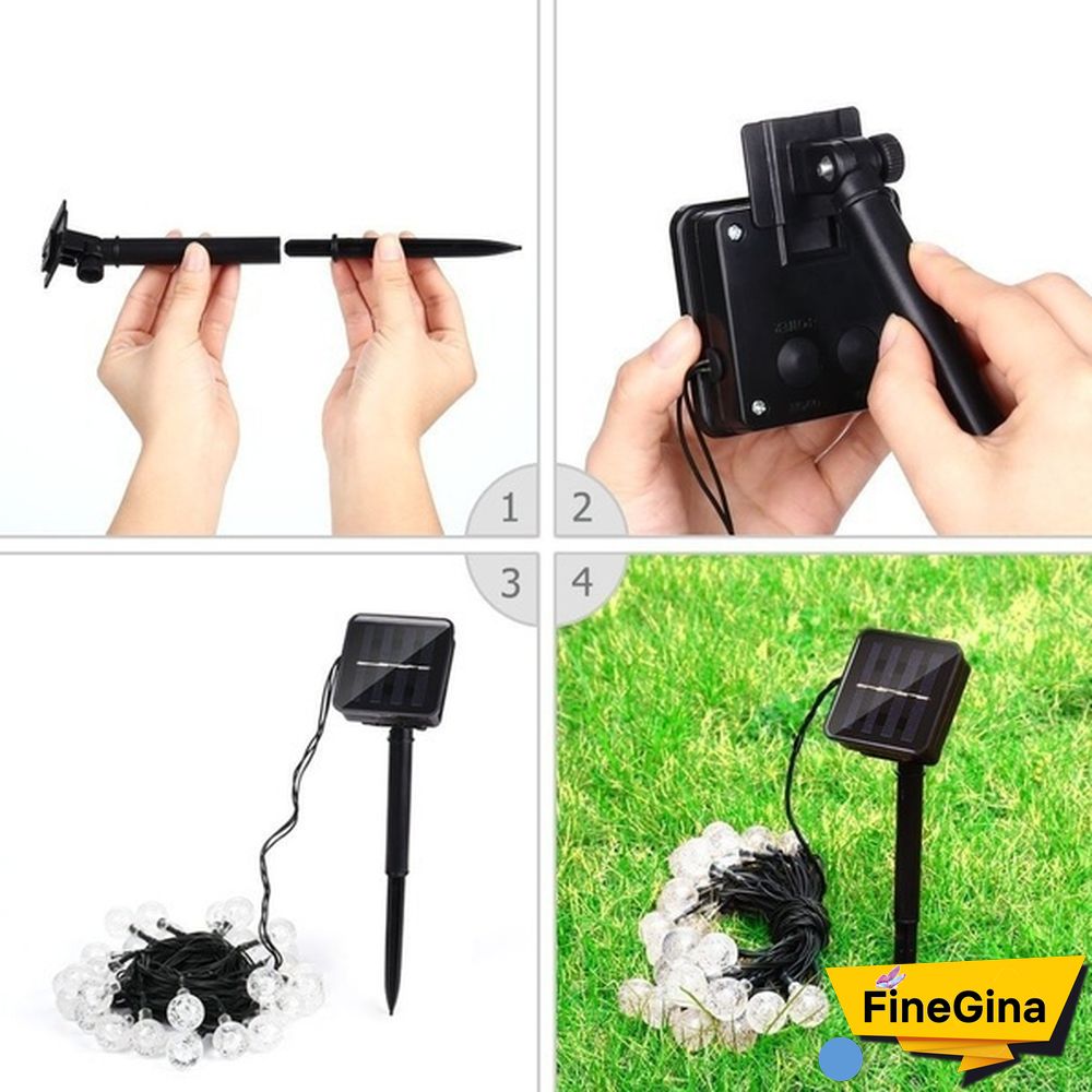 Solar String Lights Garden Outdoor String Lights Waterproof Crystal Ball Fairy Lights, Decoration Lighting for Home, Garden, Patio, Yard, Christmas