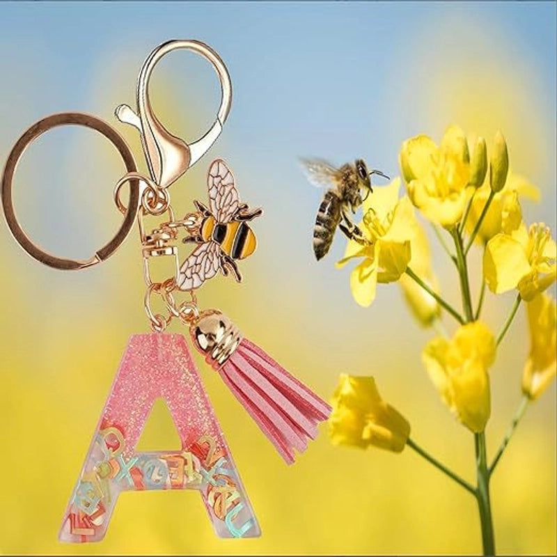 Retro Classic Style Letter Bee Resin Women’s Bag Pendant Keychain