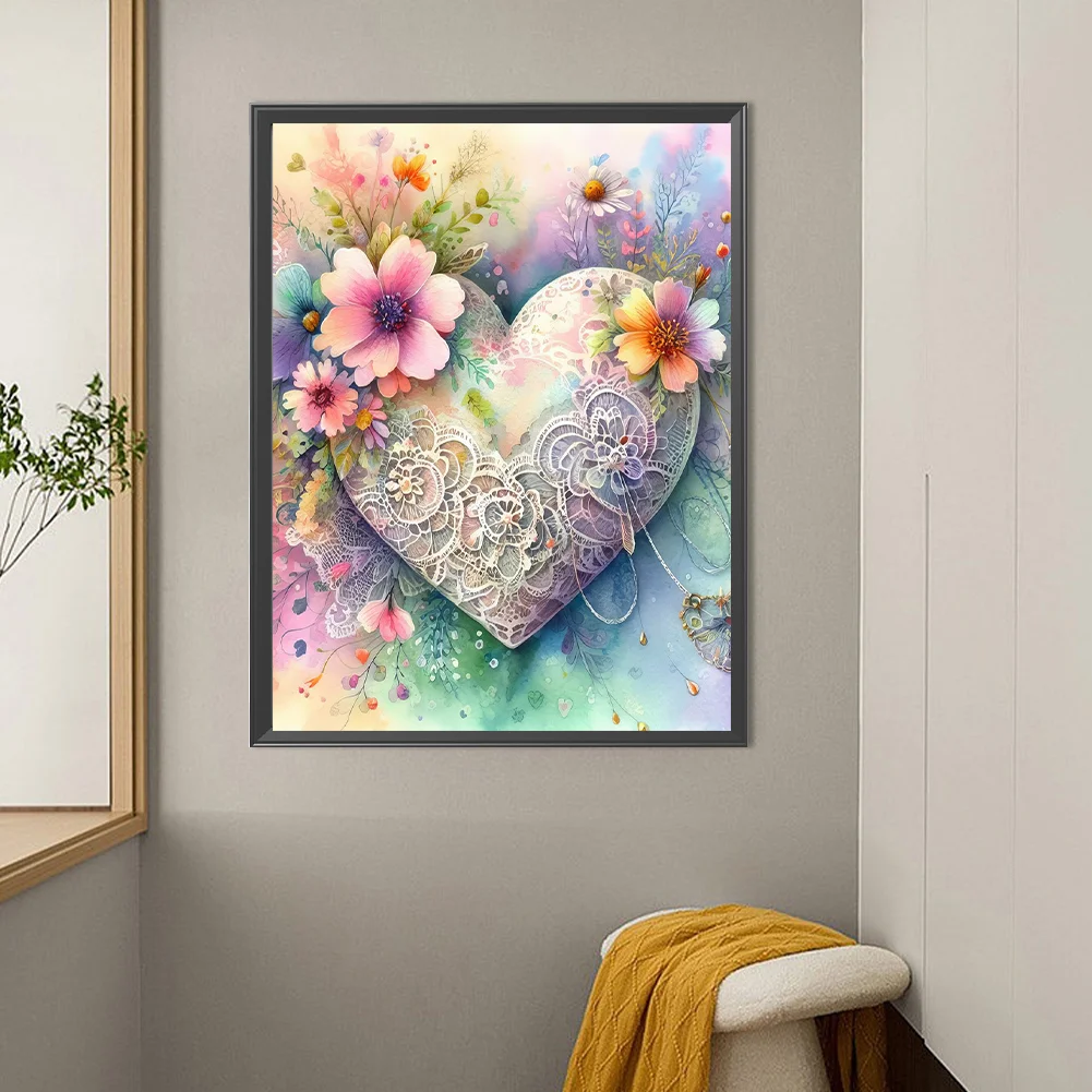 Full Round Drill Diamond 30*30cm Love Flower Frame – Jules' Diamond Art