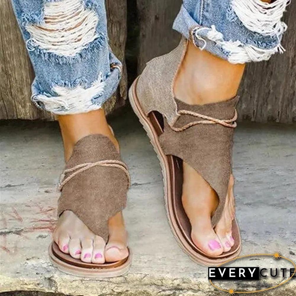 Spring and Summer Women's Fashion Casual Roman Flat Back Zipper Women Sandals