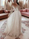Shiny Spangle And Backless Long Sleeves Maxi Dresses