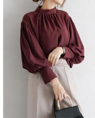 Women Long Sleeve Blouse Silk Satin Stand Collar Elegant Casual Office Shirt Ladies Tops - Shop Trendy Women's Clothing | LoverChic