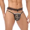 Mens Lace Frilly Sissy Panties Pouch Thong, Feminine G string Underwear For Men Sexy Lingerie
